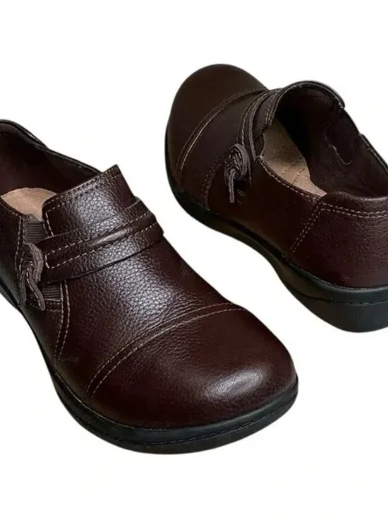 Clarks Collection Brown Leather Slip-On Comfort Loafers Women’s Size 6M - Picture 7 of 11